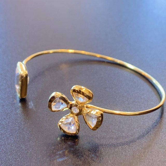 Bochic Jungle Gold and Silver White Topaz Bangle Gold 22K Silver White Topaz Natural Comes with a Bochic pouch Signed