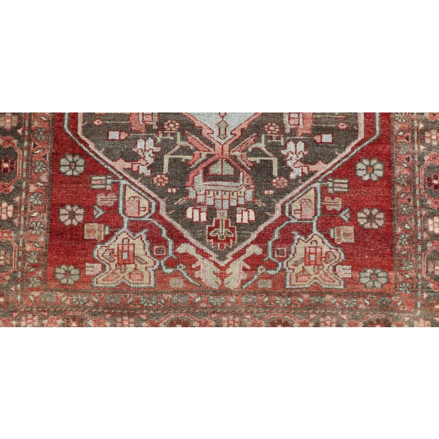 Textile Antique Persian Hamadan Rug With Colorful Geometric Medallion 3'6 X 6'6 For Sale - Image 7 of 9