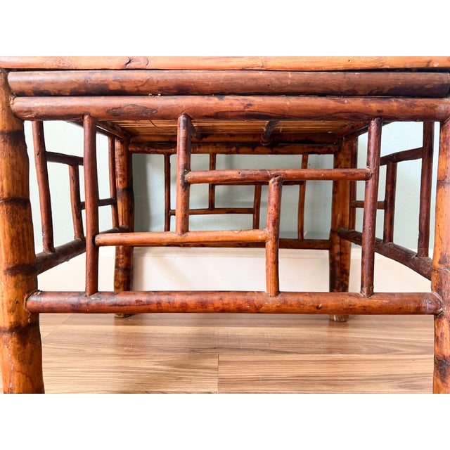 Early 20th Century 20th C. Asian Bamboo Side Table With Geometric Fretwork – Chinoiserie / British Colonial For Sale - Image 5 of 11