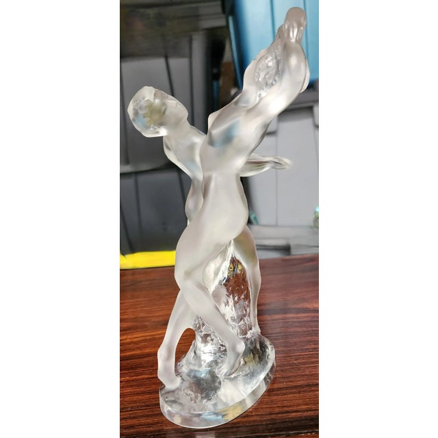 Lalique Vintage Fine French Crystal Figural Group of Two Dancing Female Nudes For Sale - Image 13 of 13