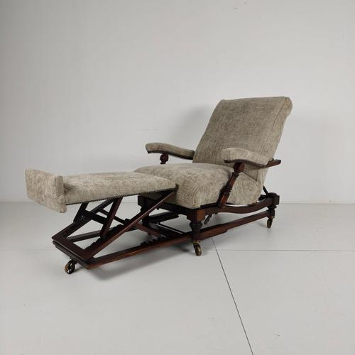 English Reclining Library Chair, 1860s For Sale - Image 11 of 13
