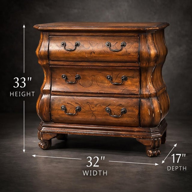 Elegant and sculptural, this vintage Pulaski bombe-style accent chest features beautifully curved sides, classic...