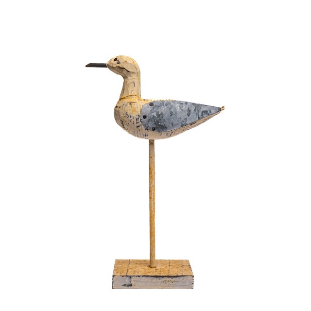 Rustic Folk Art Duck With Tin Wings on Stand, Early 20th Century For Sale - Image 3 of 6