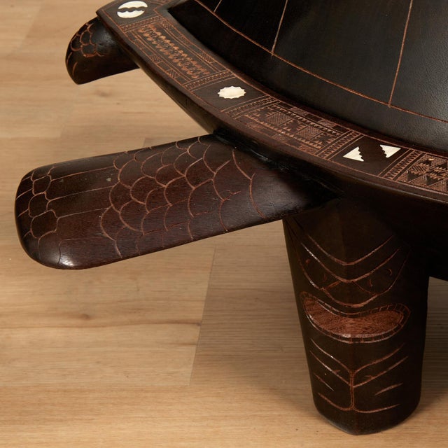 Vintage Carved Wood Fijian Turtle Kava Bowl For Sale - Image 13 of 14