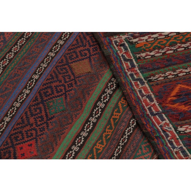 Brown Vintage Persian Soumak Kilim, Burgundy With Vibrant Tribal Motifs - Rug & Kilim For Sale - Image 8 of 8