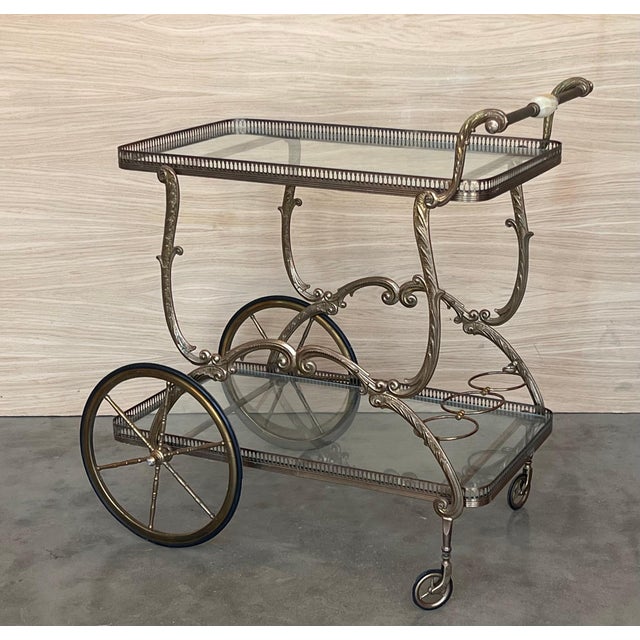 Baroque Late 20th Century Baroque Bronze Two Tier Bar or Tea Cart For Sale - Image 3 of 18