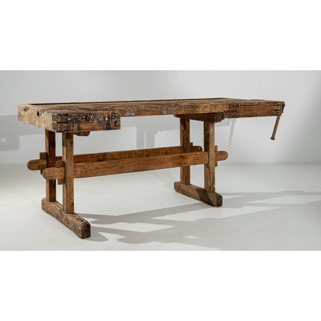 Brown Early 20th Century Antique Central European Carpenter’s Bench For Sale - Image 8 of 12