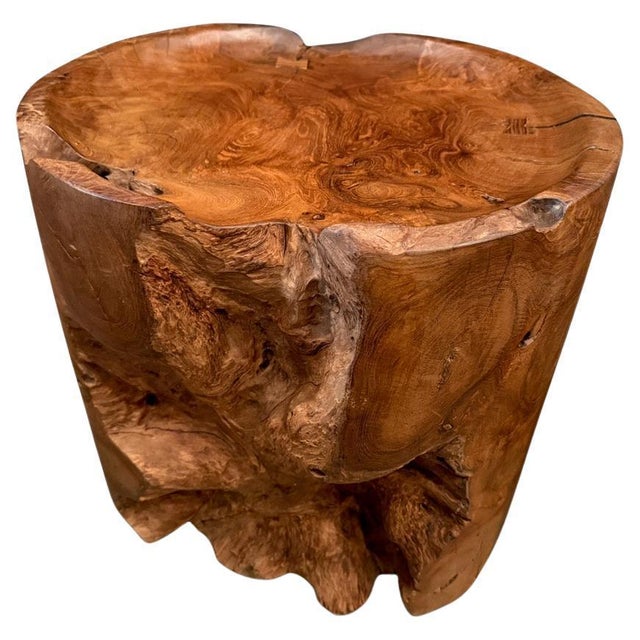 Natural organic formed reclaimed teak root side table. We hand carved the top section into a tray style and polished the...
