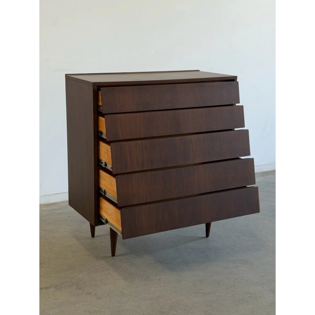 Mid-Century Modern 1960s Louvered Walnut Highboy For Sale - Image 3 of 16