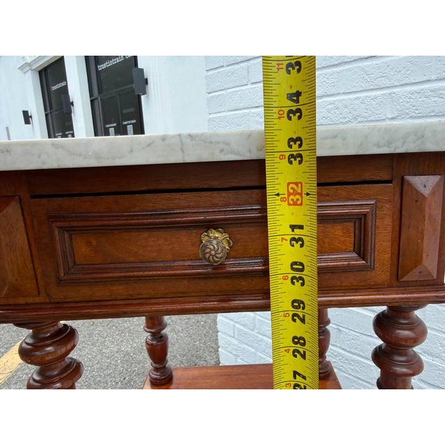 Antique French Style Marble Top 2 Tier Night Stand For Sale - Image 16 of 16