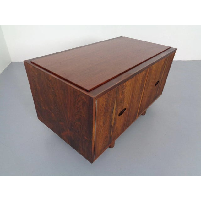 Rosewood and Leather Tambour Writing Desk by Gianfranco Frattini for Bernini, Italy, 1964 For Sale - Image 13 of 18