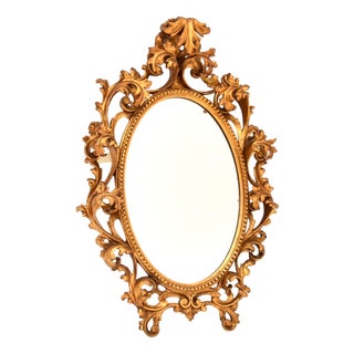 Antique Italian Rococo Gilt Wood Mirror, 1930s For Sale