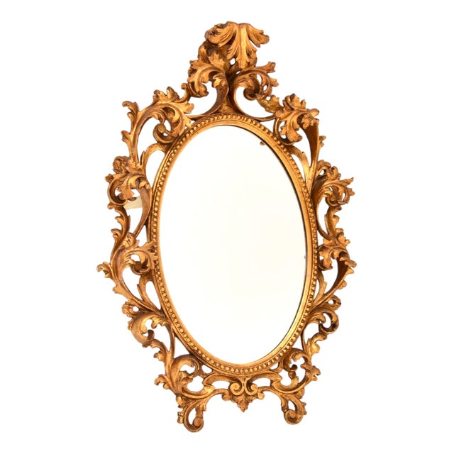 Antique Italian Rococo Gilt Wood Mirror, 1930s For Sale