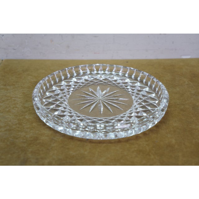 Late 20th Century Vintage Modern Waterford Lismore Crystal Round Vanity Trinket Dish Coaster Starburst For Sale - Image 5 of 16
