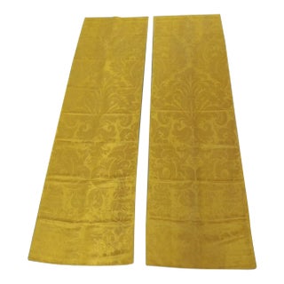Vintage Large Scale Gold Woven Silk Damask Panels - Set of 2 For Sale