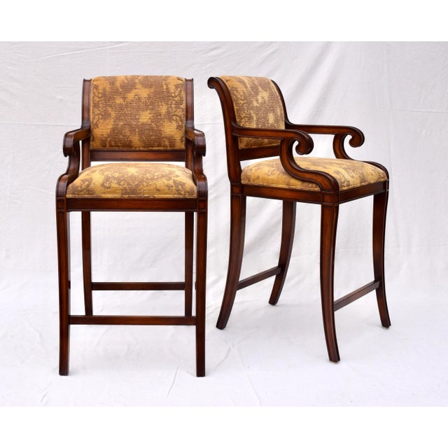 Nancy Corzine Nancy Corzine Classic Regency Bar Stool Chairs .Pair For Sale - Image 4 of 12