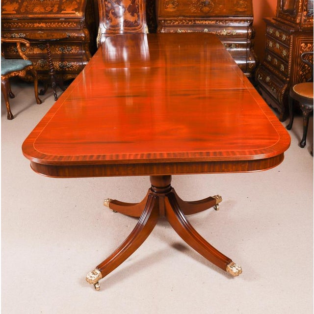 Vintage Regency Revivaltwin Pillar Dining Table and Chairs, Set of 11 For Sale - Image 4 of 12