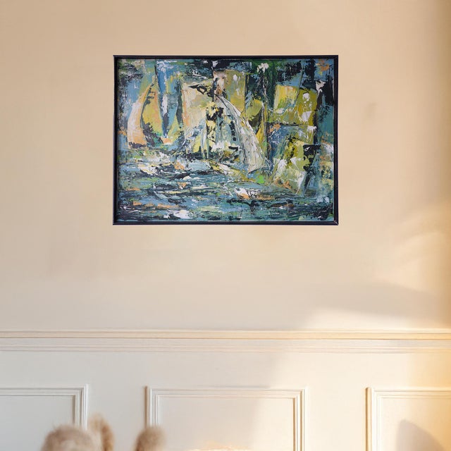 Vintage mid-century oil painting by Leona Heluk (1932-2002) signed on the lower right hand corner. An excellent example of...