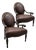 Pair of French Neoclassical Louis XVI Style Alligator-Embossed Leather Armchairs For Sale