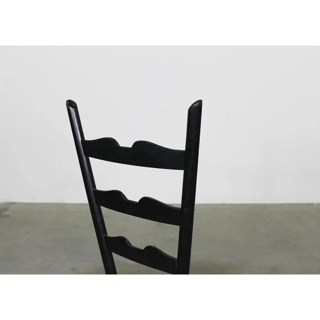 Set of Fireside Chairs in Black Lacquered Wood and Rush by Gio Ponti for Casa E Giardino, 1950s For Sale - Image 6 of 9