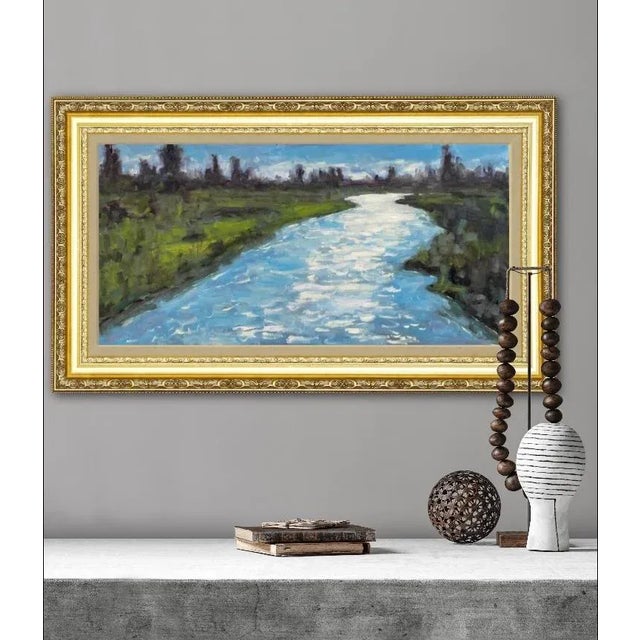 Original Landscape Sparkling Waters Oil Painting For Sale - Image 4 of 11