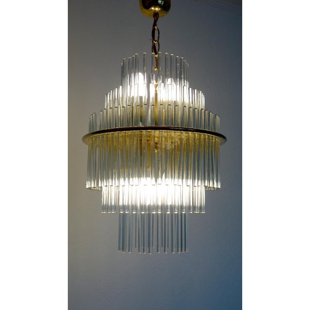 Metal Vintage Glass 5-Light Rod Chandelier by Gaetano Sciolari, 1960s For Sale - Image 7 of 9