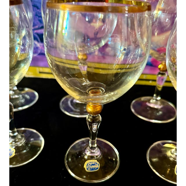 1980s Bohemian Crystal With 24k Gold Trim Stemware Set - Set of 13 For Sale - Image 12 of 12