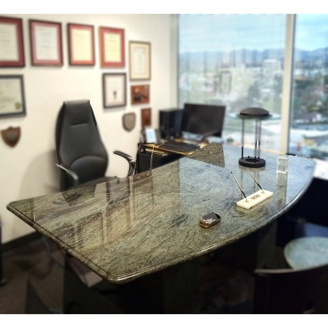 Mid-Century Modern 1990s Solid Granite Executive Desk For Sale - Image 3 of 6