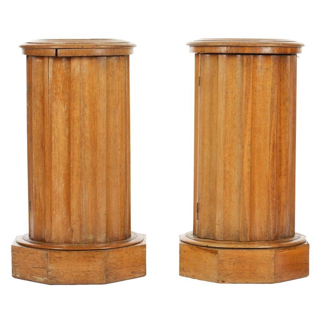 English English Cylinder Marble Top Bedside Commodes, a Pair For Sale - Image 3 of 7