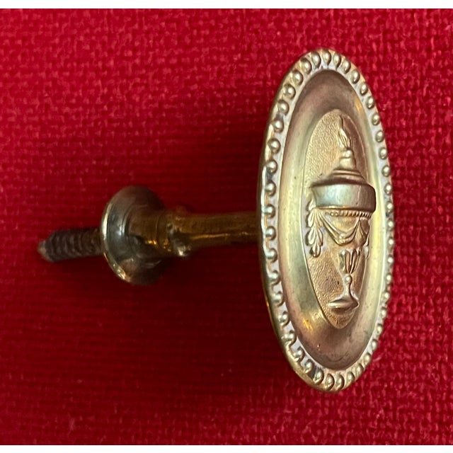 Metal Antique Early 19th Century American Federal Neoclassical Brass Mirror Support or Picture Hook With Urn Decoration Circa 1810 - 1820 For Sale - Image 7 of 10