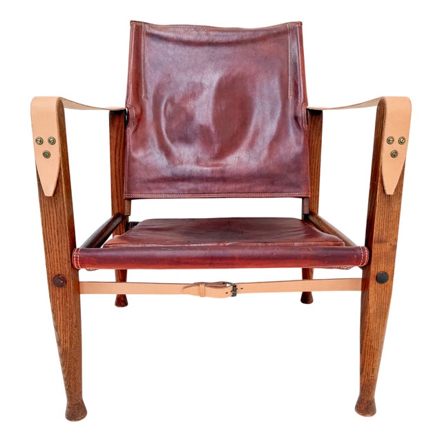 Vintage KK47000 Safari Chair in Leather by Kaare Klint for Rud Rasmussen, Denmark, 1930s For Sale