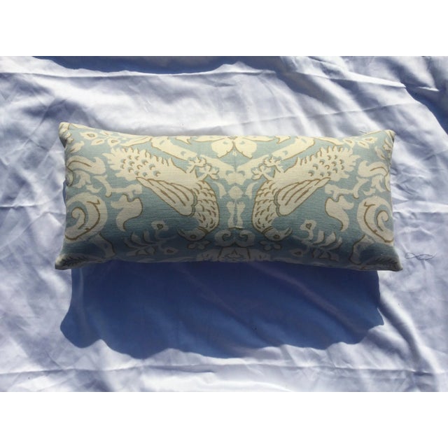 Boho Chic Blue & Cream Love Birds Doves Pillow For Sale - Image 3 of 5