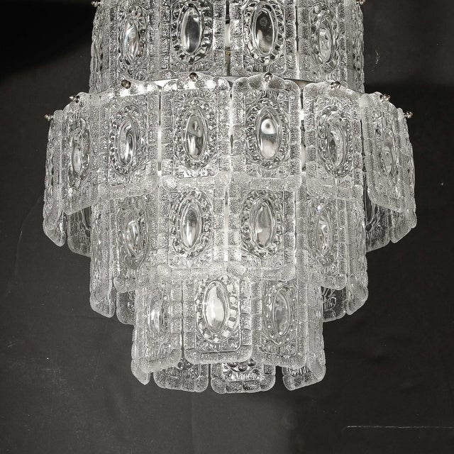 Transparent Mid-Century Modernist Handblown 4 Tier Translucent Glass Chandelier by Kinkeldey For Sale - Image 8 of 12