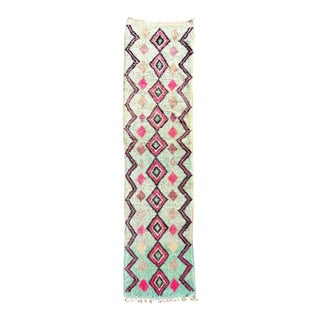 Moroccan Pastel Wool Hallway Carpet For Sale