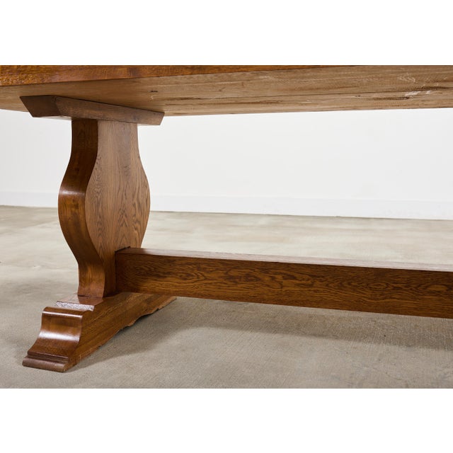 Country French Oak Farmhouse Trestle Dining Table 7.8 Ft For Sale - Image 11 of 18