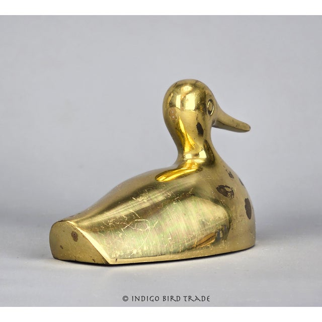 Mid-Century Modern Vintage Solid Brass Duck Figurine Paperweight For Sale - Image 3 of 7