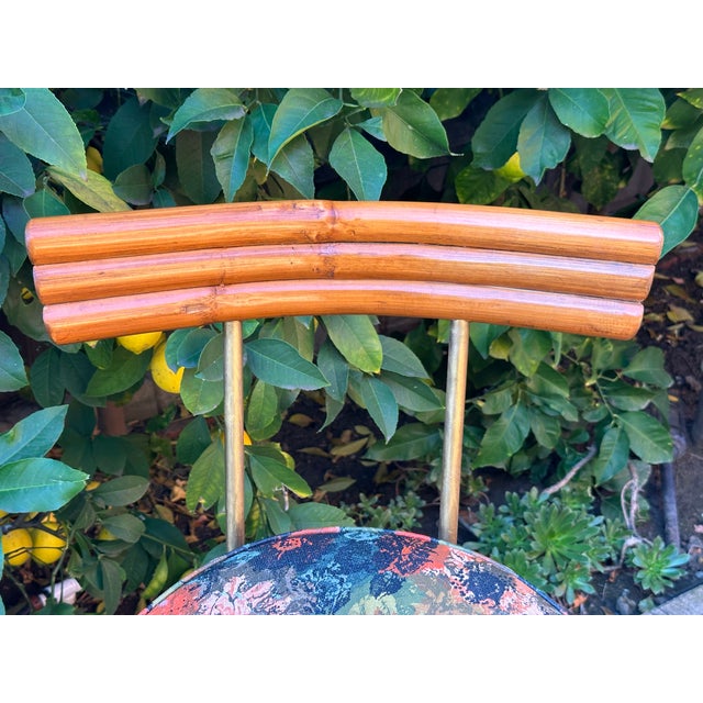 Persimmon 1950s Mid-Century Swivel "Spiral" Leg Rattan & Brass Barstools,- Set of 2 For Sale - Image 8 of 15