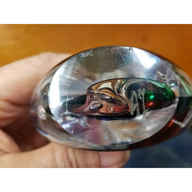 Glass 1970s Handmade Art Glass Paperweight With Teardrop Shape & Spiral Top, Signed Aj (Adam Jablonski) For Sale - Image 7 of 8