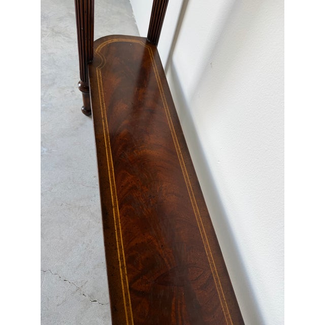 1990s Jonathan Charles “Buckingham Collection” Classic Regency Style Mahogany Console With Undertier For Sale - Image 5 of 12