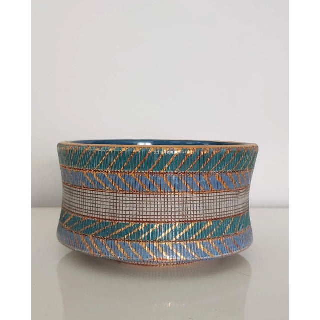 1960s Bitossi Sgraffito Teal Lavender Bowl For Sale In Greenville, SC - Image 6 of 10