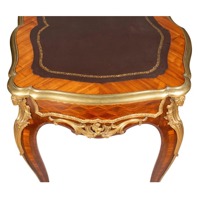 Napoleon III Ormolu Mounted Tulipwood Bureau Plat Attributed To Wassmus For Sale - Image 4 of 12