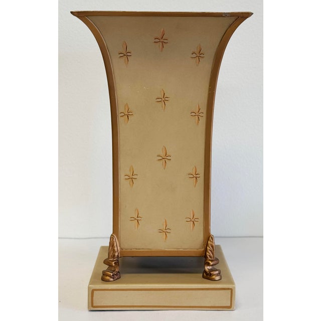 Mid 20th Century Vintage Hand-Painted Tole Tinware Vase For Sale - Image 5 of 11