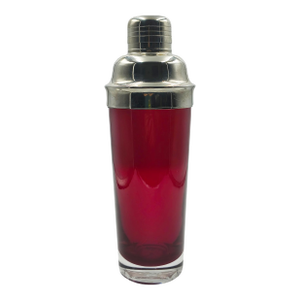 Mid-Century Modern Italian Ruby Red Glass and Chrome Cocktail Shaker, Circa 1960s