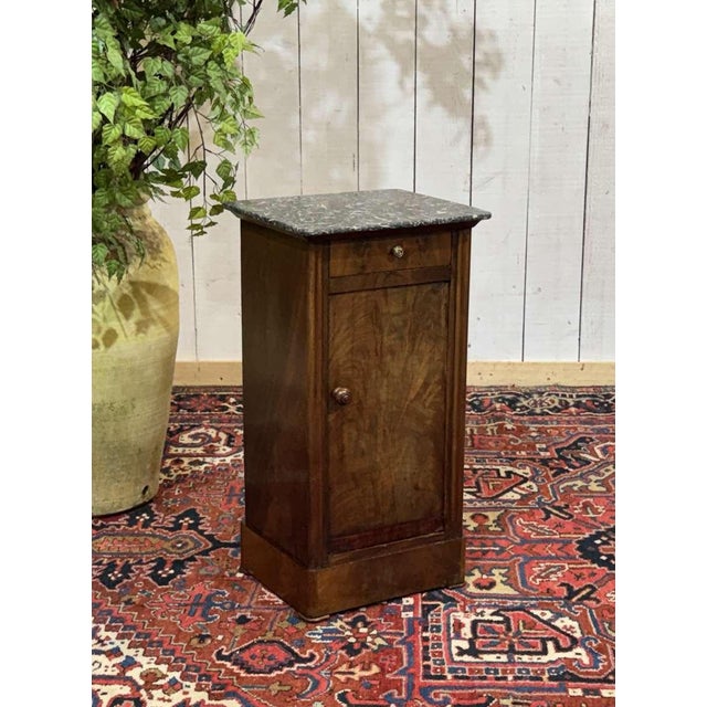Antique Bedside Table in Mahogany with Grey Marble Top, 1800s For Sale - Image 15 of 16