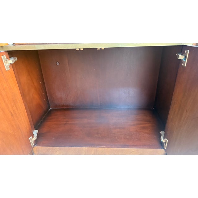 Vintage Mastercraft Brass-Mounted Walnut Media Armoire / Bar Cabinet For Sale - Image 9 of 13