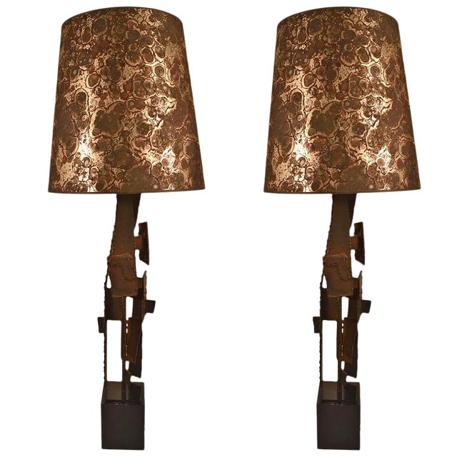 Brutalist Laurel Lamps by Richard Barr - a Pair For Sale