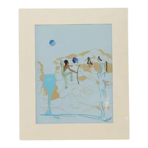 Original Signed "Rock Climbing at the Waterfall" by Nadine Marler (20th C.) Cherokee, 1970