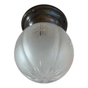Rare Melon Shaped Globe Light Fixture With Starburst Designs Circa 1920s