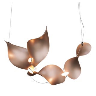 Dune 4 Curve Chandelier with Shades in Copper Metallic Tone by Daniel Becker for Moss Objects For Sale