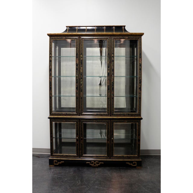 Drexel Heritage Et Cetera Asian Chinoiserie Black Lacquer China Display